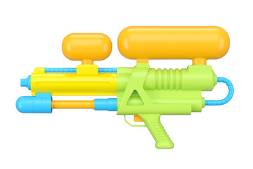 Plastic water gun toy for playing in the swimming pool isolated on white