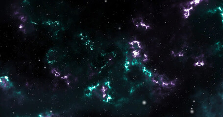 Space background with realistic nebula and shining stars. Outer space shows the beauty of space exploration.  Infinite space background with nebulas and stars.