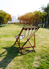 Deck chair in the park