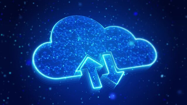 Cloud computing Digital Technology Virtual Screen HUD Hologram Hi Tech Loop concept. Hi-tech cloud connection technology background. concept. Futuristic business network. Communication network