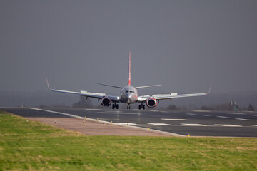 G-DRTW Just in front of heavy rain storm at east midlands airport  - stock photo