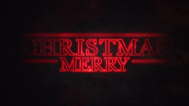 Merry Christmas with text in star war style in dark galaxy in 80s style, motion abstract winter holidays, club and retro style background