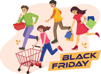 Black Friday Sale Shopping Vector Illustration