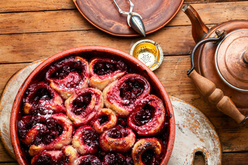 Curd pie with cherries, seasonal tart - Powered by Adobe