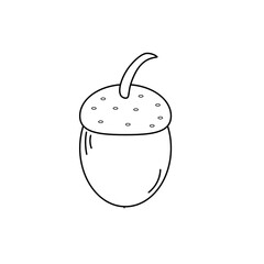 Acorn nut icon. Outline acorn nut vector icon for kids coloring page isolated on white background