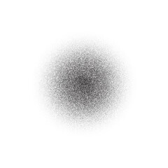 Grain circle gradient. Stippled round shape. Radial stochastic dotwork texture. Random grunge noise background. Black dots sphere. Halftone vector 