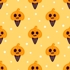 Foto op Canvas happy halloween seamless pattern with ice cream © StockVector