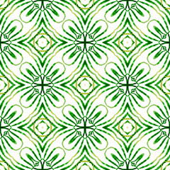 Summer exotic seamless border. Green quaint boho