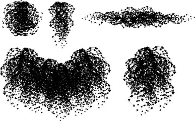 Set of ornamental black plant in the form of a hedge.Realistic garden shrub, seasonal bush, boxwood, tree crown bush foliage.For decorate of a park, a garden or a fence.