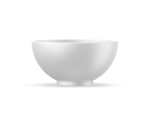 Blank ceramic bowl mockup template on isolated white background, 3d render illustration.