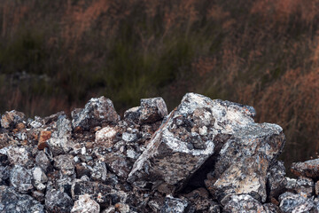 Rock rubble and dry grass
