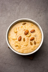 Nolen Gurer Chanar Payesh or Milk pudding of cottage cheese, rice and jaggery, bengali sweet recipe