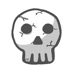 Halloween cartoon skull illustration transparent background.