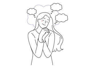 Happy girl daydream visualize happy future 