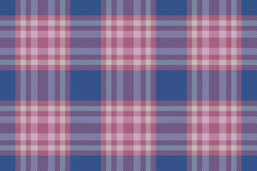 Plaid background, check seamless pattern in blue. Vector fabric texture for textile print, wrapping paper, gift card or wallpaper.