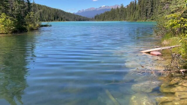 Fifth lake from the Valley of the five lakes in Jasper, Alberta, Canada