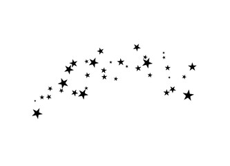 Fireworks star random source stream.  Falling Star. Stars on a white background.