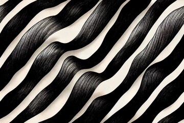 Dashed line abstract seamless pattern. Repeated wavy stripes texture. Black and white irregular background. Hand drawn illustration. High quality illustration