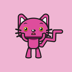 Cute Pink Cat Cartoon Shock
