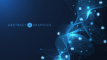 Global network connection. Global business. Social network communication. Internet technology. Vector illustration