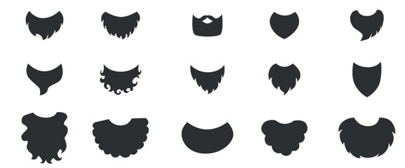 Moustache silhouette set. Vector stock illustration isolated on white background for photo booth box, barber shop logo. 