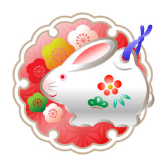 卯の土鈴と雪輪