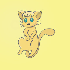 Vector illustration of cute cat character in flat vector style. Flat vector style cat illustration. for backgrounds, graphics, and t-shirt designs.