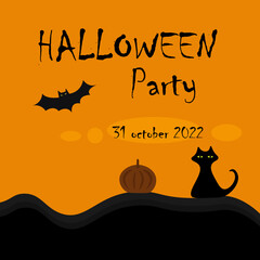 Happy Halloween banner template with halloween pumpkin and Halloween background spooky.Background or banner Halloween template.Vector Ilustration.