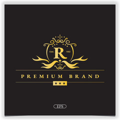 Letter r golden logo premium elegant template vector eps 10 - obrazy, fototapety, plakaty