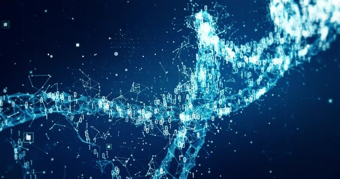 Digital code DNA, scanning and digitization of the human genome, genetic engineering, biology. Abstract 4k Background, 3D illustration of Deoxyribonucleic acid molecule