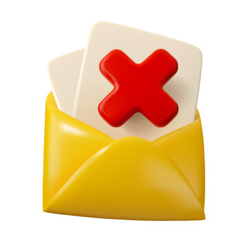 3d spam message icon. Vector realistic new mail envelope isolated on white background. Dont open email concept.