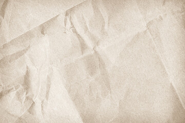 Brown recycled kraft paper crumpled vintage texture background for letter. Abstract parchment old retro page grunge blank newspaper.