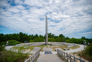 sun clock on Parnidis dune in Nida, Lithuania. very famous attraction on curonian spit 