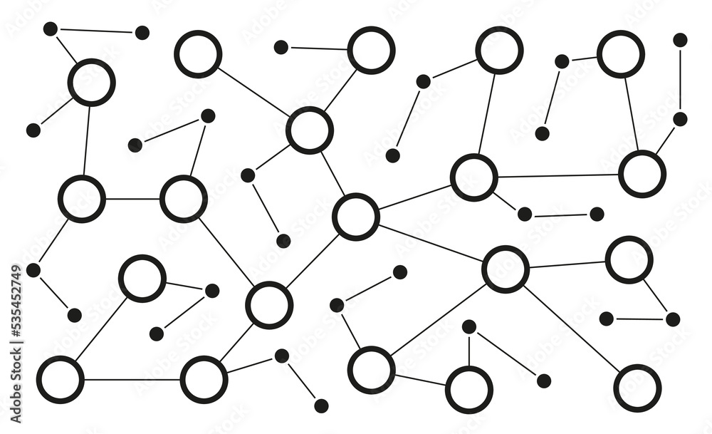 Poster Network digital user connect dots and lines background template. Technology linked global digital database graphic vector.