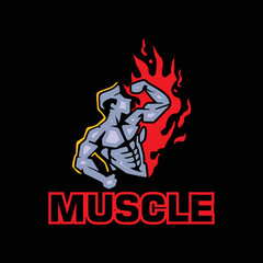 muscle man abstract logo, silhouette of simple male vector illustrations