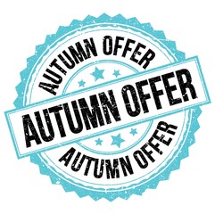 AUTUMN OFFER text on blue-black round stamp sign
