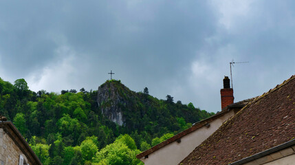 a view of cross of Dan of Poligny village, France