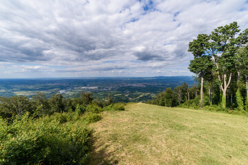 Panorama of Loznica seen from the mountain Gucevo. City of Loznica in west Serbia aerial view.