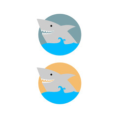 Shark in Sea Logo isolated on White