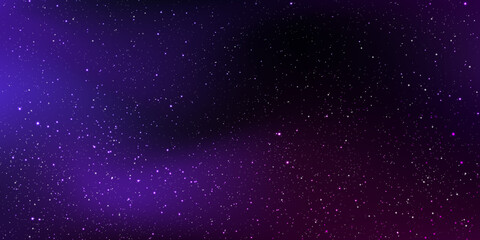 Fototapeta na wymiar Magic color galaxy with star and planet. Space background with realistic purple and pink nebula, stardust and shining stars. Infinite universe and starry night blue sky. Realistic cosmos light. Vector