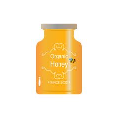 Gold Organic Honey with Ornamental Label isolated On White