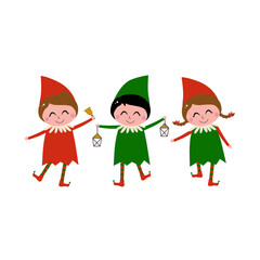 Obraz na płótnie Canvas Cute Christmas Elves isolated on White Background