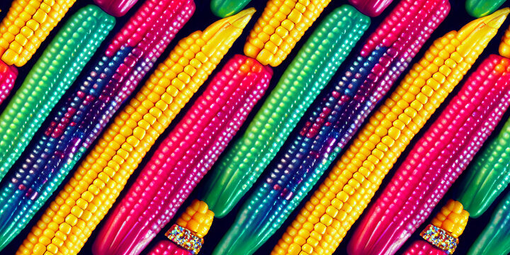 Seamless Pattern Of Multicolored Corn Which Has One Jewels In It