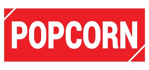 POPCORN text written on red stamp sign.