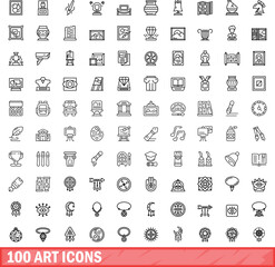 100 art icons set. Outline illustration of 100 art icons vector set isolated on white background