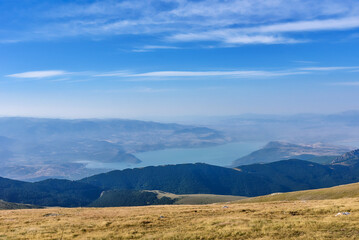 Nidza mountain in the southern part of North Macedonia. The border between North Macedonia and...
