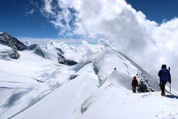 Multi day summer expedition through some glaciers in the alps. On the Monterosa massif starting from Zermatt and summiting multiple 4000m mountains