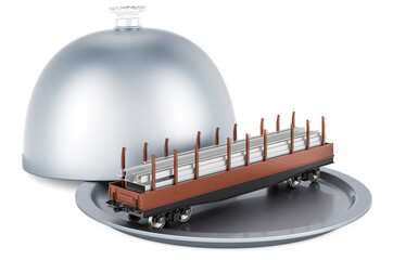 Restaurant cloche with rolled metal products, 3D rendering