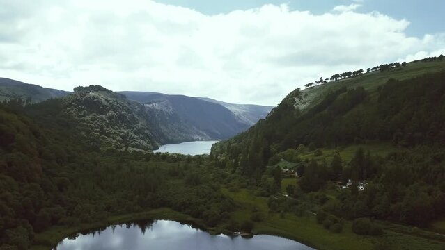Two lakes in the middle of mountains - Glendalough, Ireland