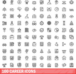 100 career icons set. Outline illustration of 100 career icons vector set isolated on white background